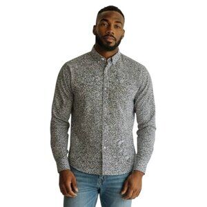 John Varvatos Printed Shirt – Black White Micro Pattern Button Front - Size S